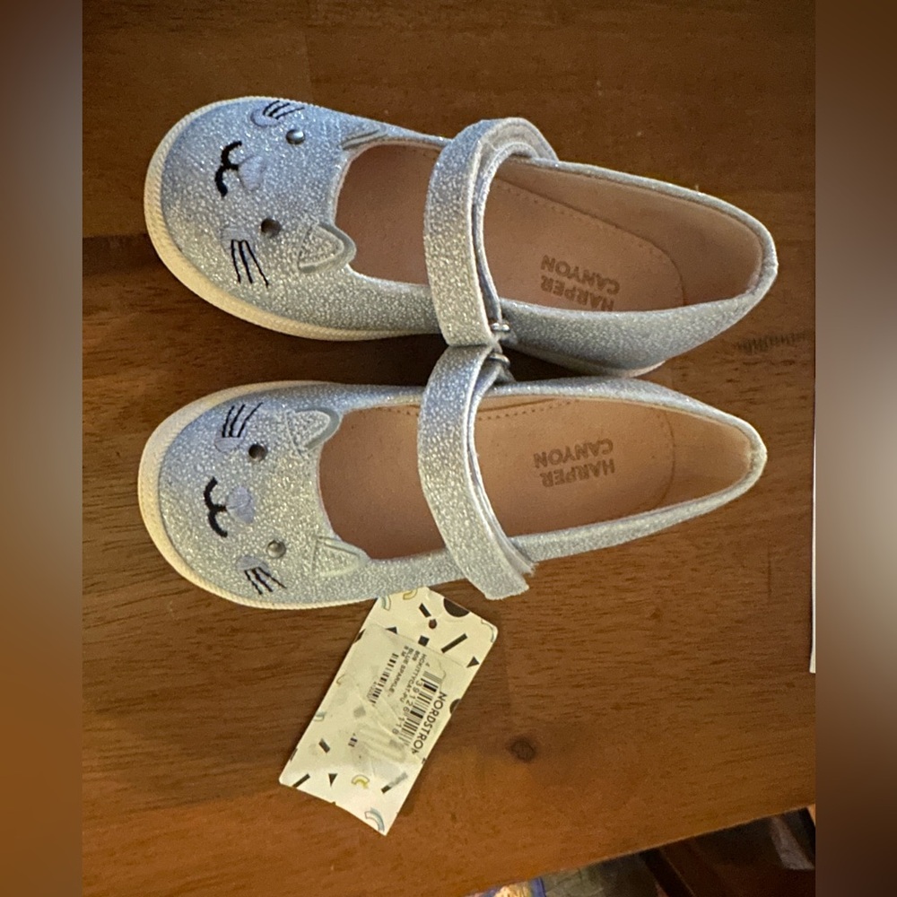 Light Blue Cat Face Kids Shoes